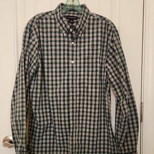 Vintage Lands End L Button Down Tailored Fit Plaid Shirt